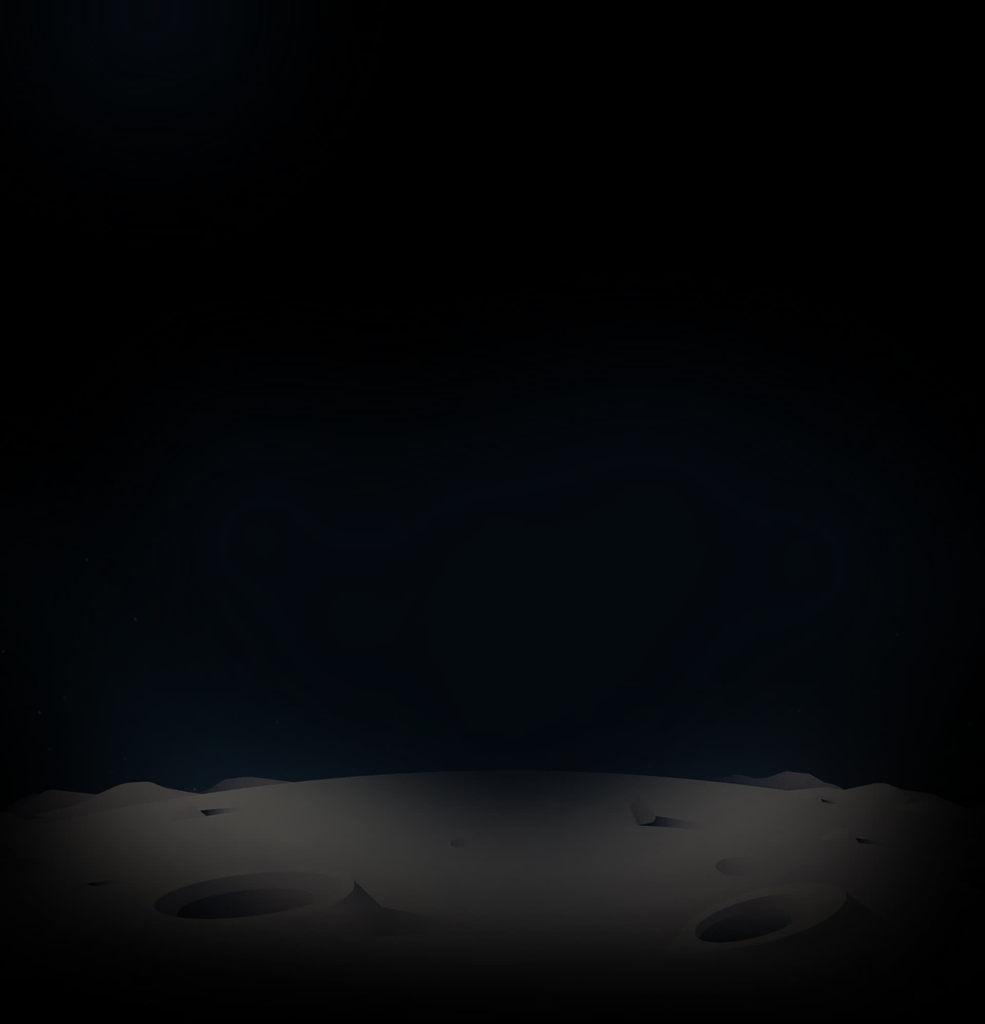 The Moon in deep space background